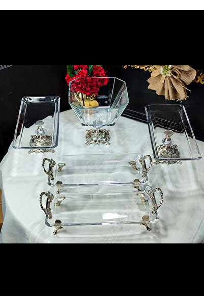 SEÇKİNEV Sadem 5 Parça Döküm Ayaklı Sunum Tabağı Seti