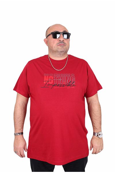 MocGrande Tricou bărbați cu gâtul în formă de mare mărime imposibil 25169 MAROON