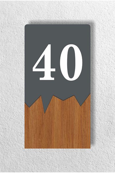 zafrakreklam Vertical Metal Composite - Wooden Apartment -Flat Hotel Office Door Number Anthracite - Door No 40