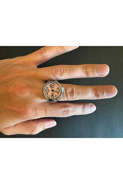 Bozhi Pink Ring Watch, - Silver Accessory - Finger Watch, Tiny Ring Watch, Real Round Mini Watch Ring