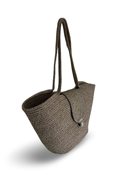 mdhomecarpet Χειροποίητη τσάντα παραλίας από γιούτα, κομψή και ανθεκτική για γυναίκες, φυσική και φιλική προς το περιβάλλον