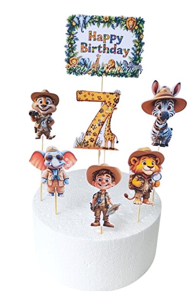 telaşe memuru زينة كعكة سفاري لعمر 7 سنوات |   مفهوم عيد ميلاد سفاري |   عيد ...