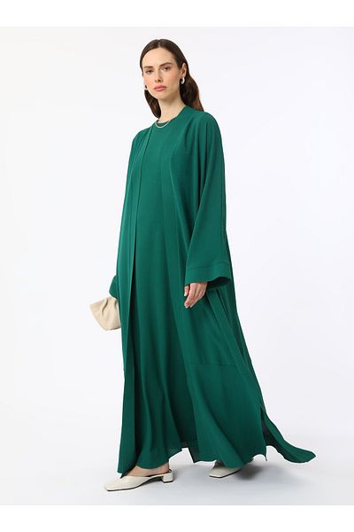 Refka Aerobin Dress & Abaya Double Set - Emerald Green - Refka