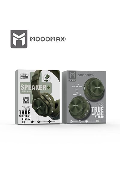 MOOGMAX Moog Max 2 in 1 Wireless Headphone with Speaker, Olive Color