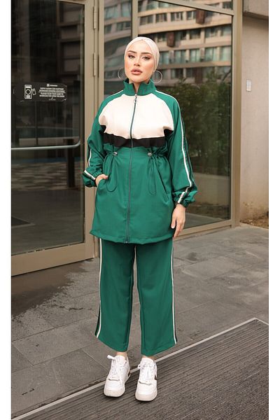 Wovi Moda Σετ αθλητικής φόρμας Hijab - Σετ με φερμουάρ, Σετ δύο τεμαχίων, Σετ πάτου και επάνω