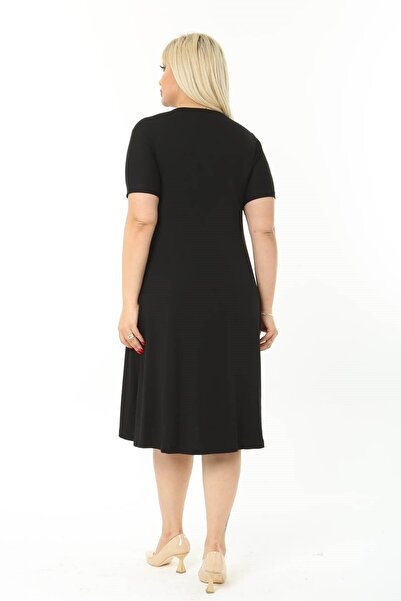 Mia Butik Plus Size Black Robe Dress