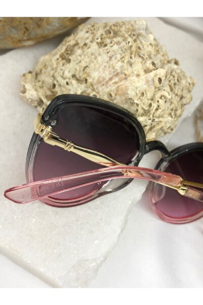 Di Caprio Siaro Cat Eye Gold Detailed Black-Red Women's Sunglasses