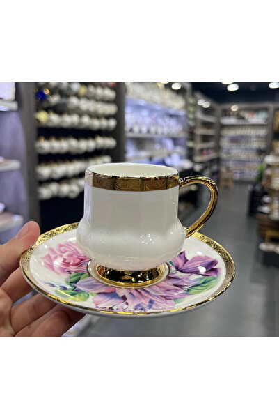 ACAR Porselen Renkli Kahve Fincan Takımı Seti