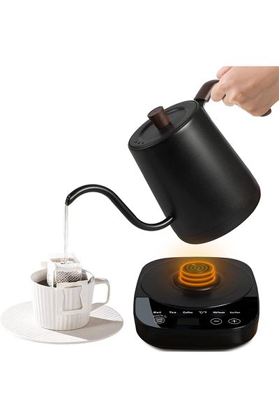 fulina 1000w Electric Gooseneck Kettle 0.8l,304 Stainless Steel,bpa Free,quick Heating,matte Black