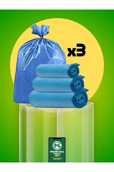 Madanoğlu ticaret Çöp Poşeti Büyük Boy Mavi 65*80 10'lu X 3 Paket