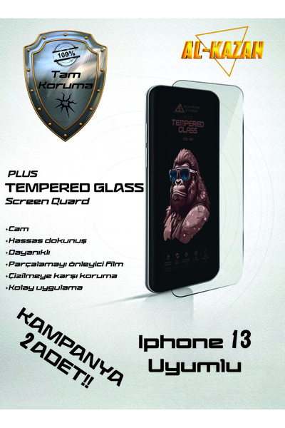 BUKREM STORE واقي شاشة شفاف غير قابل للكسر متوافق مع هاتف iPhone 13 (عبوة من ...