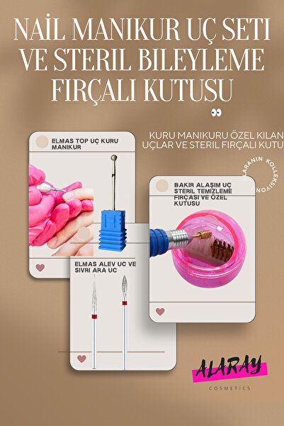 Francheska صندوق تنظيف لقم طحن الأظافر ومجموعة لقم ماسية مكونة من 3 قطع