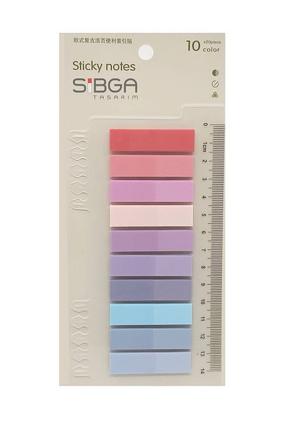 sibga tasarım Transparent Colored Post-It Note Paper - 200 Sheets Bookmark Sticker