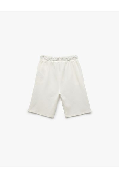 Koton Print Detailed Cotton Shorts with Tie Waist