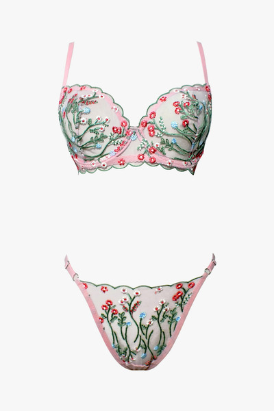 Hollyhocks Set de lenjerie cu sârmă cu flori roz