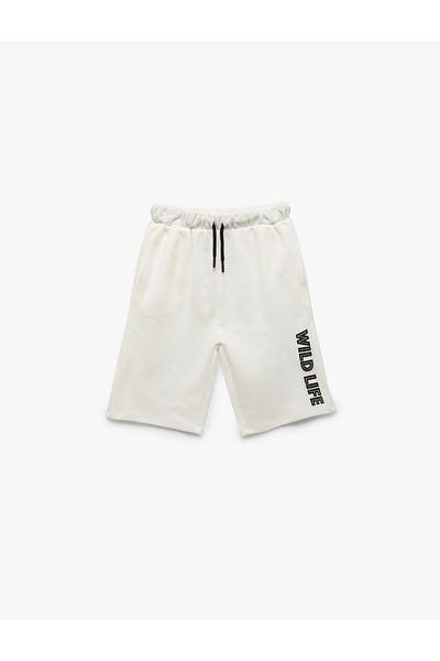 Koton Print Detailed Cotton Shorts with Tie Waist