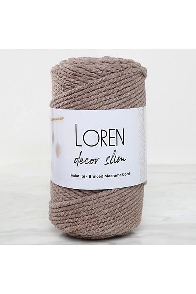 SAVA HOME COLLECTİON Loren Decor Slim 3 Twist Macrame Rope Mink - L143