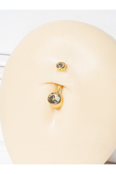 MORNEVA Titanyum | Minimal Kristal Taşlı Belly Göbek Piercingi