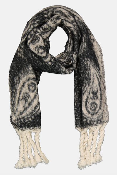 Max Studio Women Paisley Print Scarf With Finges 198 X 78 Cm, Black