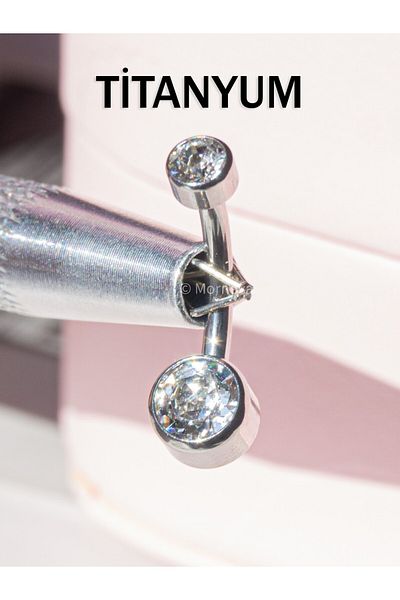 MORNEVA Titanium |   Minimal Crystal Stone Belly Piercing
