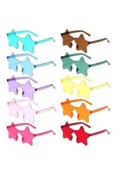 Hilcen Star Shaped Rimless Party Glasses 6 Colors 6 Pieces