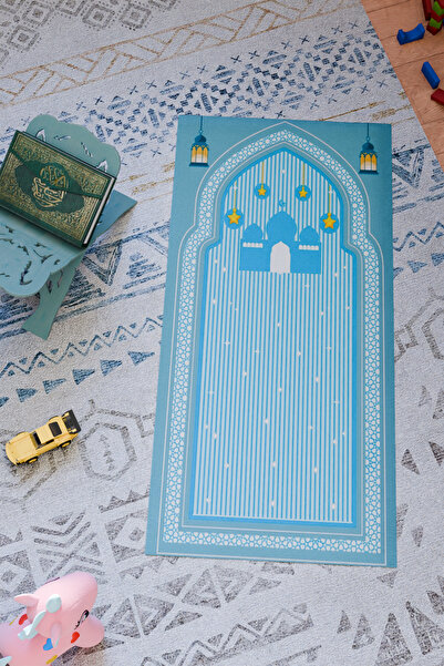 Charmbi Covor de rugăciune cu design special pentru copii – bază anti-alunecare și modele colorate imprimare digitală