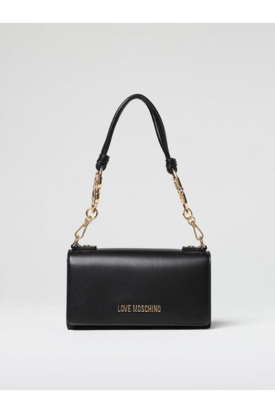 Love Moschino Dámský kožený odnímatelný popruh přes rameno Magnetické zavírání Černá taška přes rameno se zlatým detailem JC4051PP1MLF0