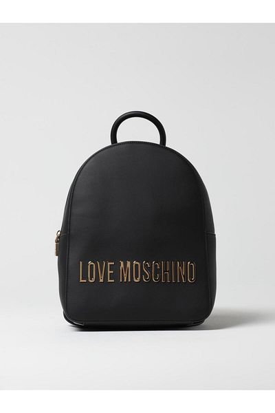 Love Moschino حقيبة ظهر نسائية - حزام ماركة شعار سحاب إغلاق أسود JC4193PP1MKD0