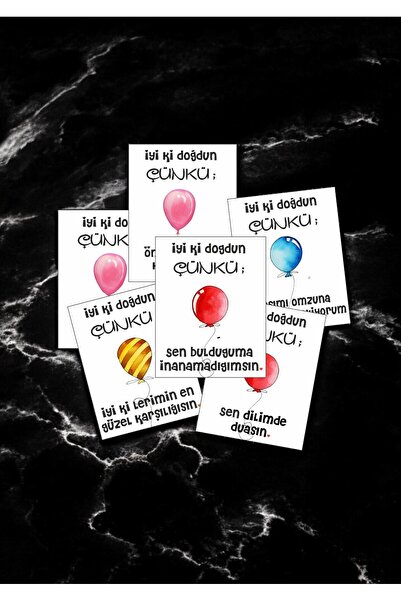 12 adet "İyi ki doğdun çünkü"  Sevgiliye sürpriz söz kartları Sevgiliye doğum günü kartı İDÇ01S