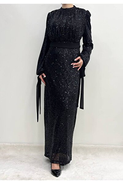 Aris collection KADIN PULLU SİYAH ABİYE