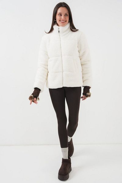MRA Fashion 5178 Lined Plush Coat - White