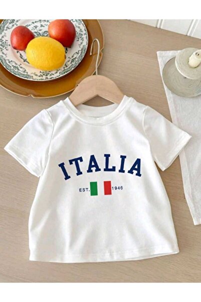 FAVORİST Παιδικό ITALY Βαμβακερό μπλουζάκι με λαιμόκοψη με στάμπα