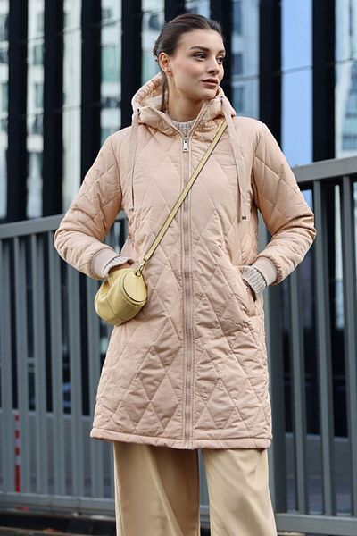 leyla sanat sanata yeni bir bakış açısı Leyla Sanat Sanata a New Perspective 5138 Quilted Long down Coat - Beige