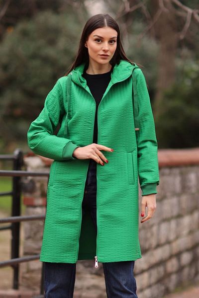 modaserdem 5138 Quilted Long Coat - E.Green