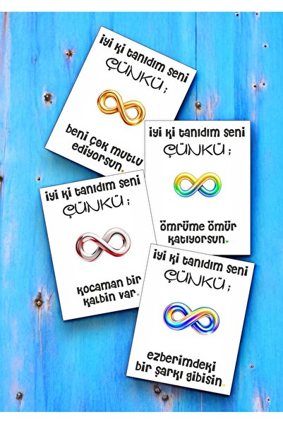 design z by zaggo 12 adet "İyi ki tanıdım seni çünkü" Sevgiliye Güzel Sözlü k...