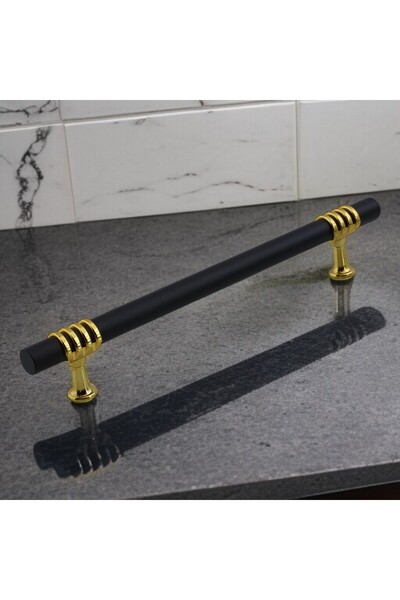 Badem10 Eylül Mobilier Bucătărie Sertar Dulap Mânere Dulap Mâner Capac Mâner Negru Aur 224 Mm Mâner Metal