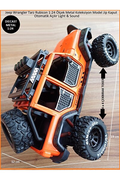 OYUNCAKSAHİLİ Jeep Wrangler Tarz Rubicon 1:24 Ölcek Metal Koleksiyon Model Ji...