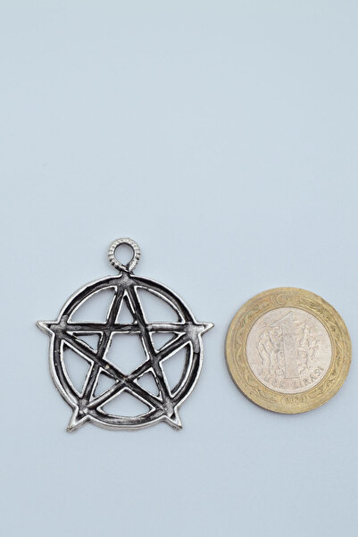 Bu Farklı Pentagram Yıldızı Gümüş Kaplama Deri İp Kolye