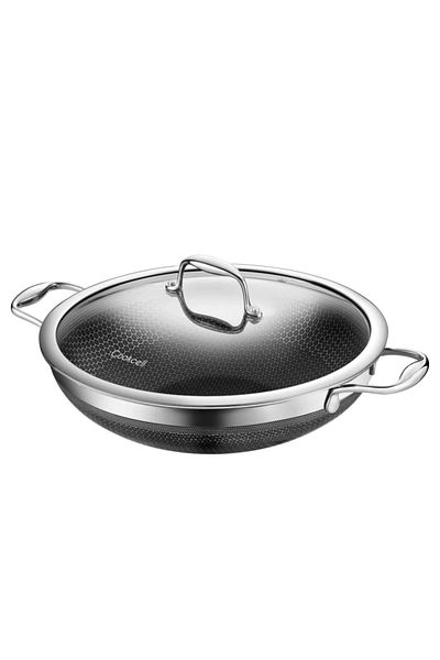 Cookcell Stainless Steel Heat Cube Coating Non-stick Cookware Pot With Glass Lid, 30 Cm Size