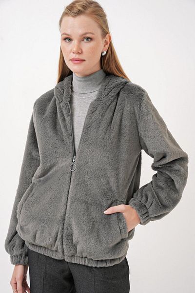 leyla sanat sanata yeni bir bakış açısı Leyla Sanat Sanata a New Perspective 5091 Hooded Fur Lined Coat - Anthracite