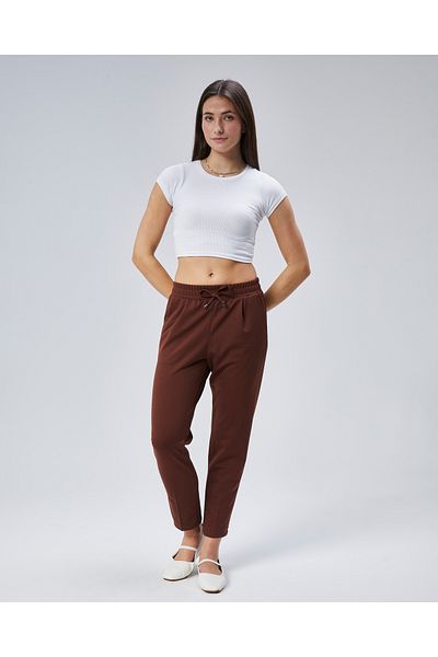 ADEL MODA Elastic Waist Crepe Trousers