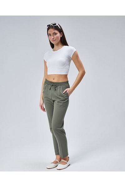 ADEL MODA Elastic Waist Crepe Trousers