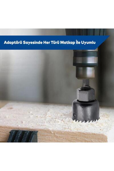 Badem10 Ahşap Panç Seti Duvar Buat Alçıpan Kartonpiyer Delme  Adaptör Takımı 16 Parça Delik Açma Testeresi