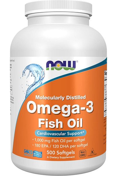 Now Omega-3 180 Epa / 120 Dha, Cardiovascular Support, 500 Softgels