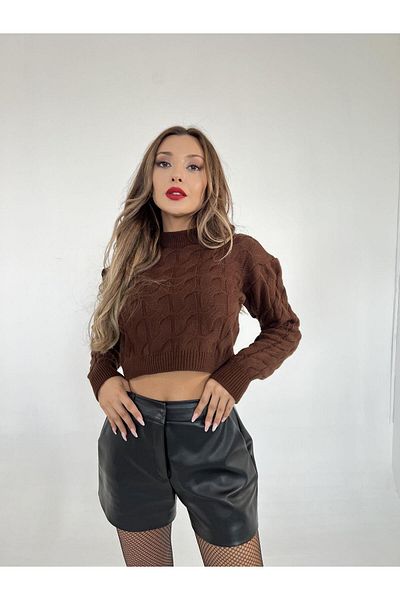 modaserdem 3924 Knitwear Hair Knitted Pullover-Brown