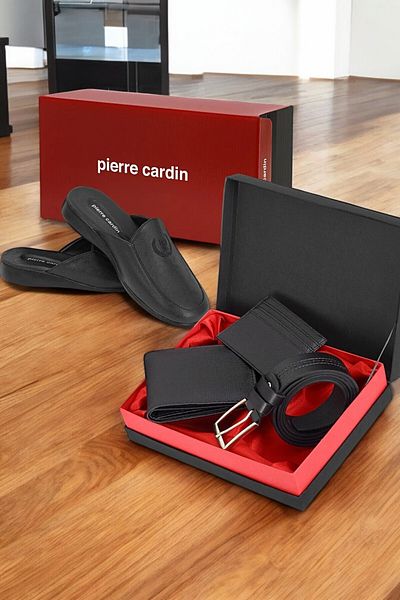 Pierre Cardin Men's Belt Wallet Slippers 3-Piece Groom Set Ll.Pc.001.17.C2