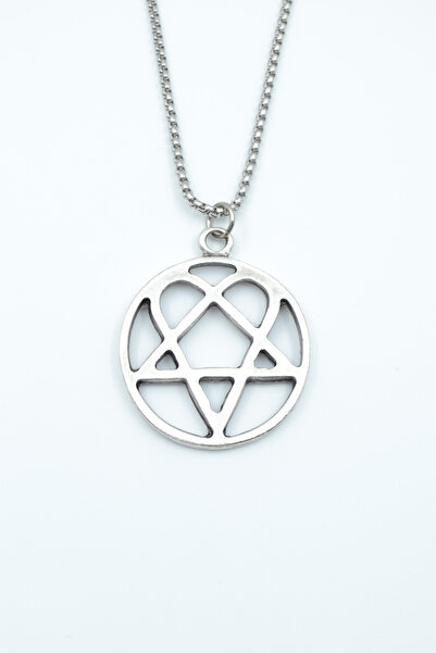 Bu Farklı Heartagram Gümüş Kaplama Örme Zincir Kolye