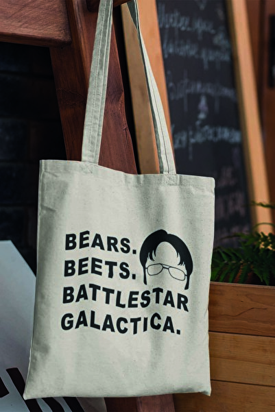 qoeuyl boutique حقيبة Bears Beets The Office Dwight Schrute من القماش الخام ا...