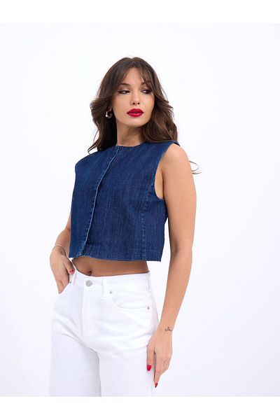 MD Kumsal 7335 Blue Denim Vest
