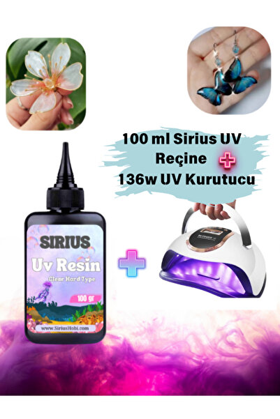 Sirius Hobi Sirius Uv Reçine Sert Tip-hızlı Kürlenen 100 ml 136w Uv Epoksi Kurutucu Seti